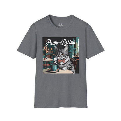 Retro Cozy Cat sipping Coffee Old Fashioned Cafe Setting Graphic Cat Unisex T-Shirt