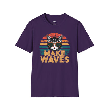 Make Waves Text Graphic Cat Unisex T-Shirt
