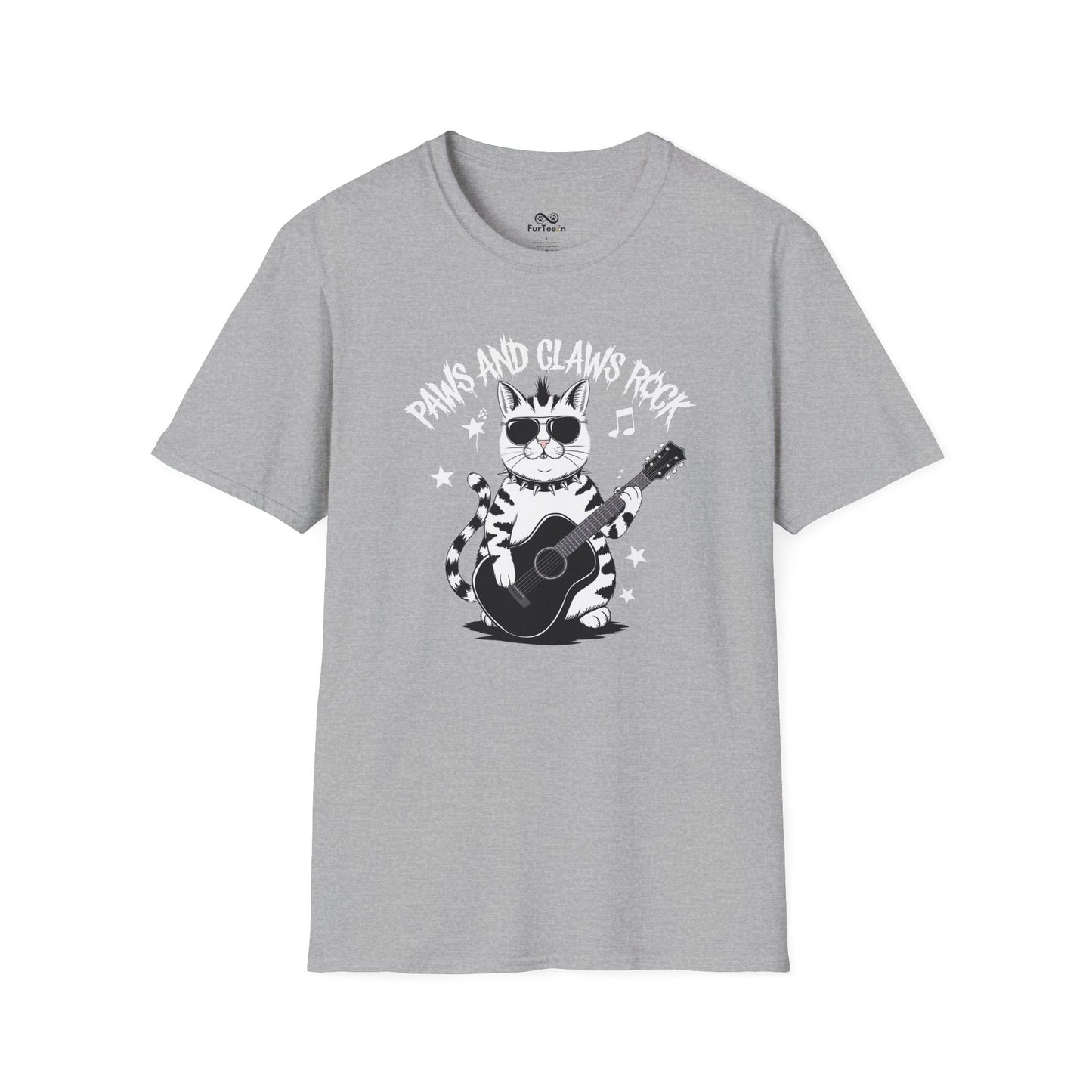 Paws And Claws Rock Text Graphic Unisex Cat T-Shirt