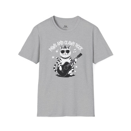 Paws And Claws Rock Text Graphic Unisex Cat T-Shirt