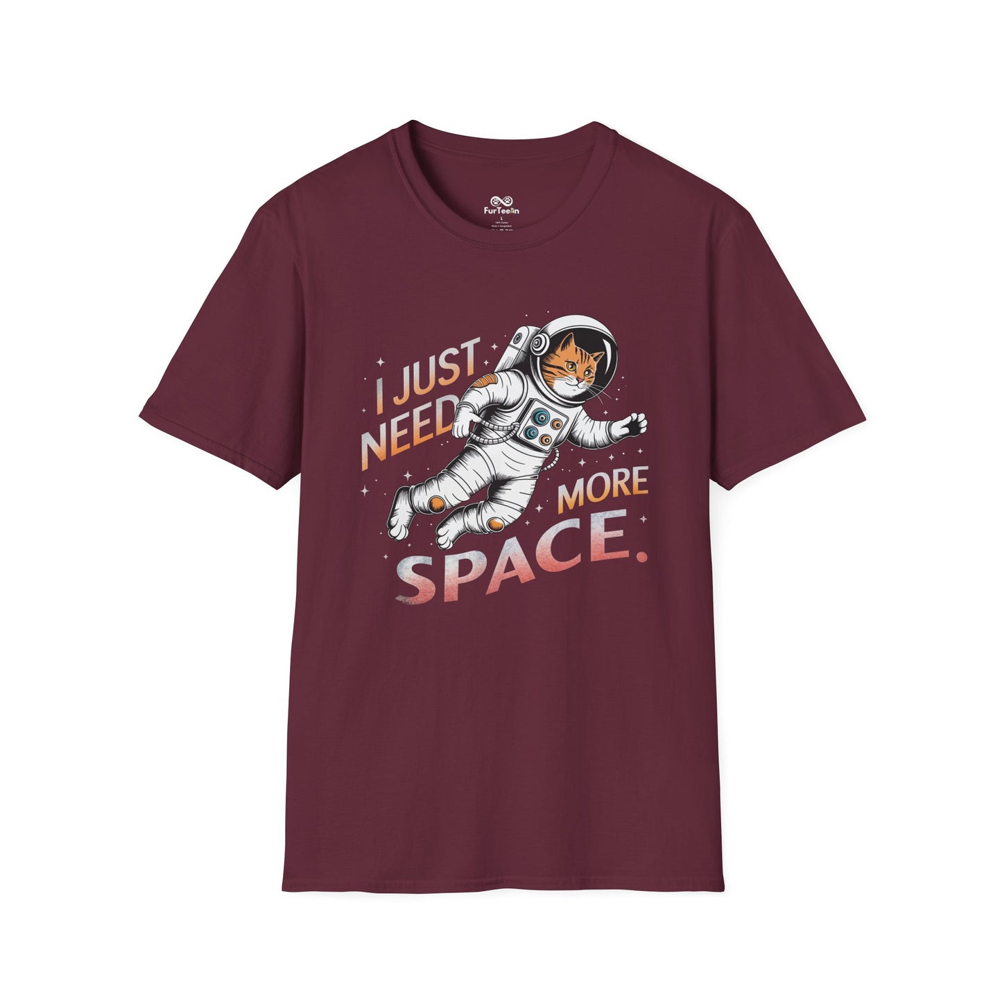 "I Just Need More Space" Text Graphic Cat Unisex T-Shirt