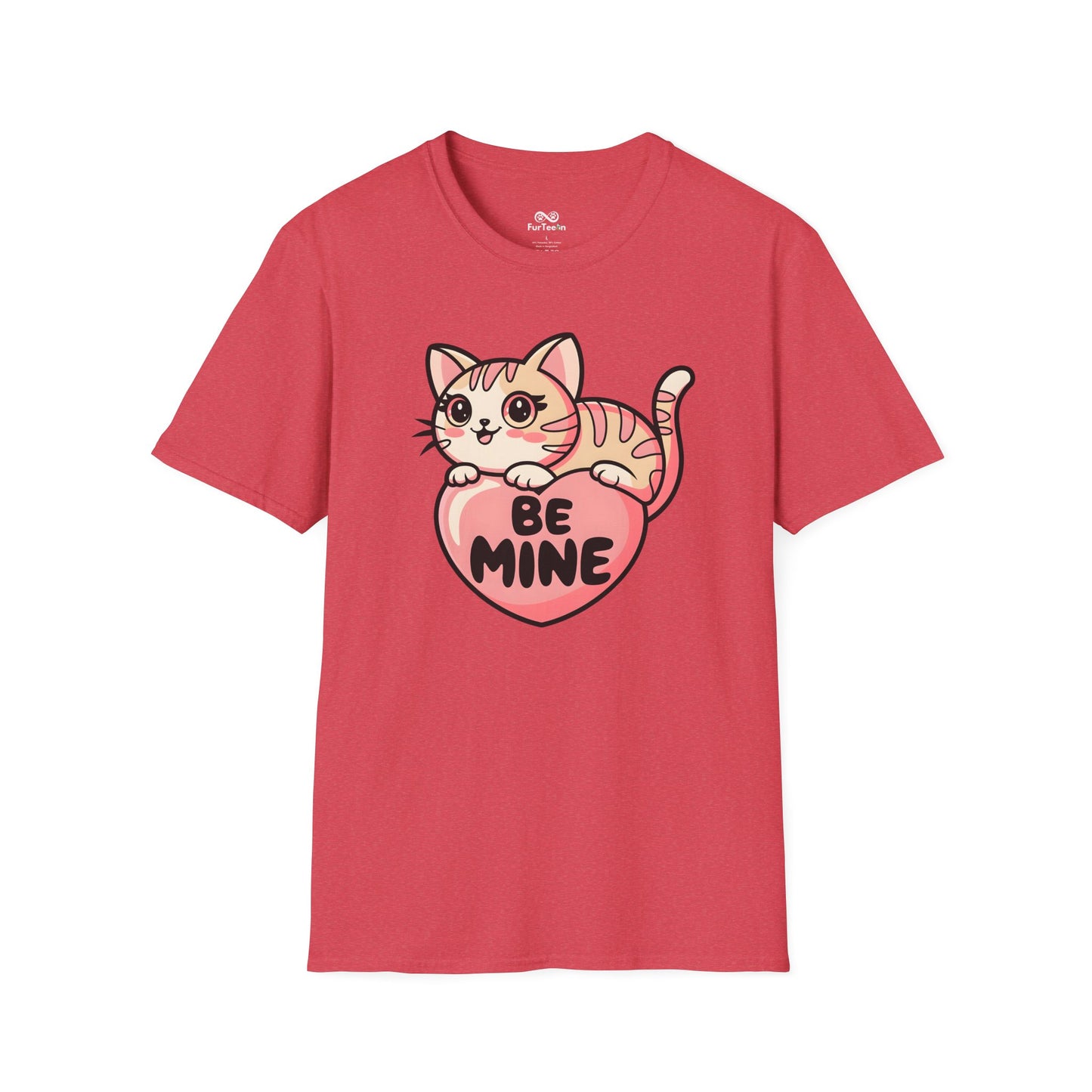 Be Mine Text Heart Graphic Cat Unisex T-Shirt