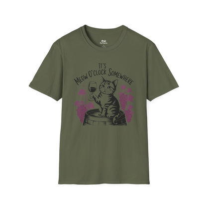 It's Meow O' Clock Somewhere Graphic Cat Unisex T-Shirt