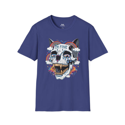 I'm Fine Text Skull Graphic Cat Unisex T-Shirt