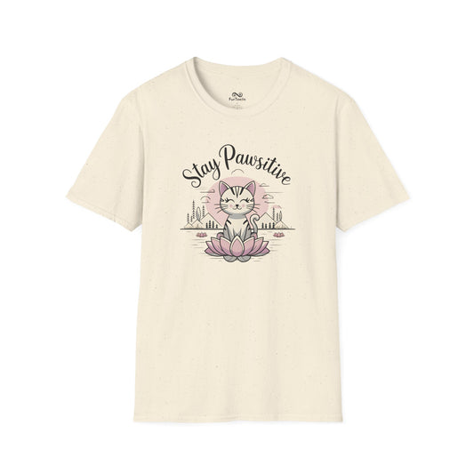 Stay Pawsitive Text Graphic Unisex Cat T-Shirt