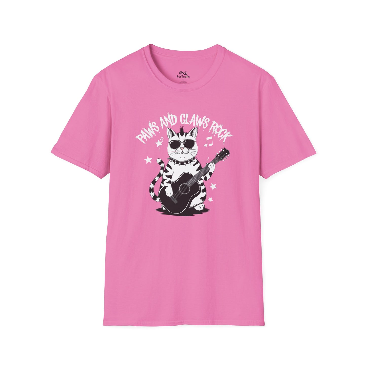 Paws And Claws Rock Text Graphic Unisex Cat T-Shirt