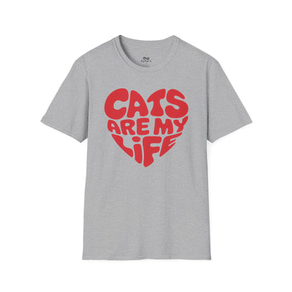 Cats Are My Life Text Graphic Cat Unisex T-Shirt