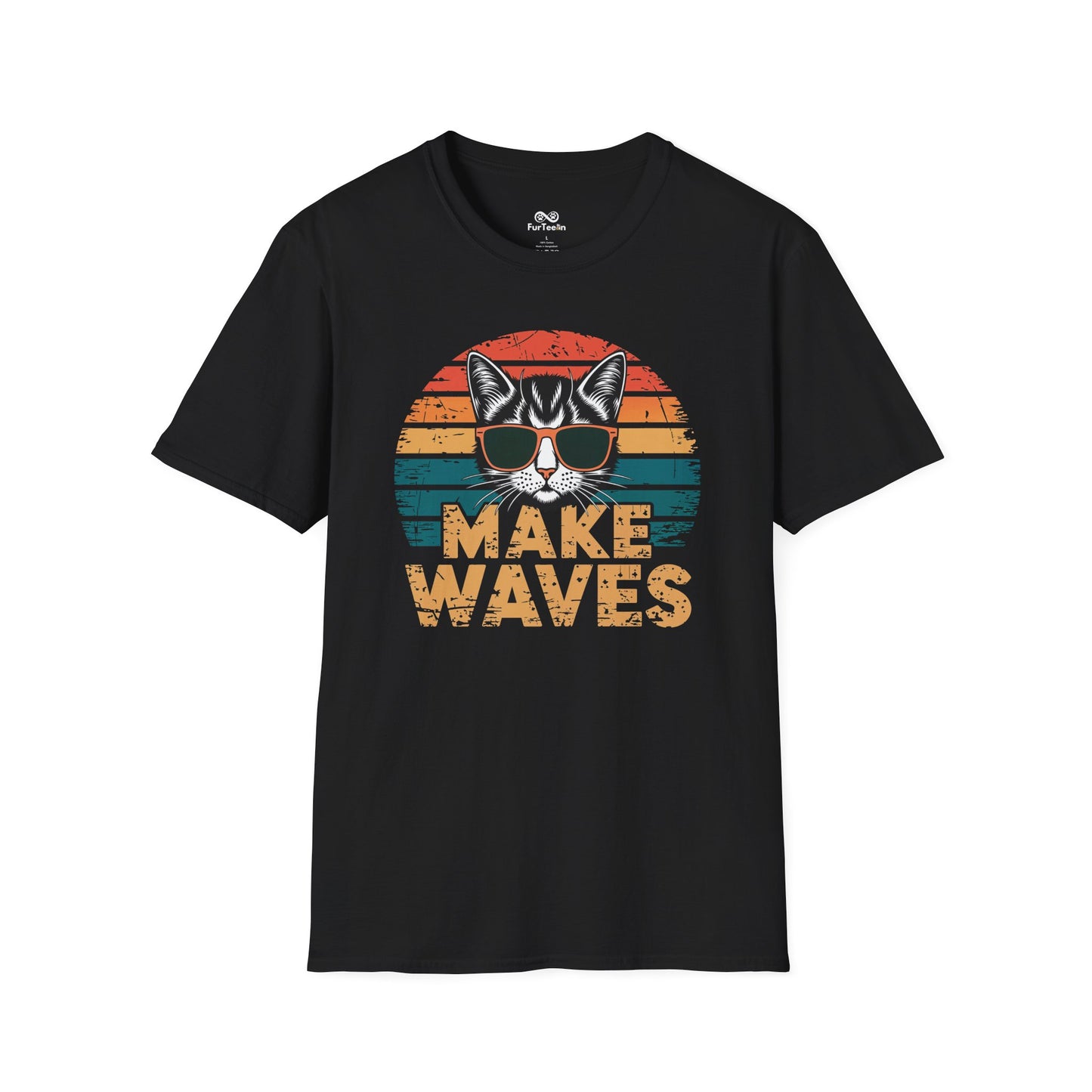 Make Waves Text Graphic Cat Unisex T-Shirt