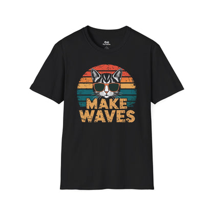 Make Waves Text Graphic Cat Unisex T-Shirt