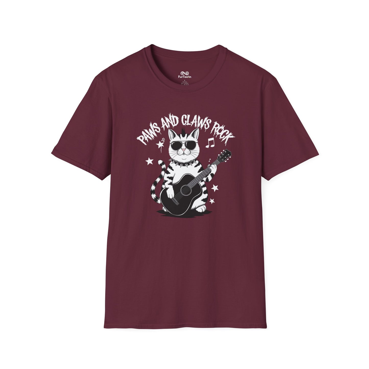 Paws And Claws Rock Text Graphic Unisex Cat T-Shirt