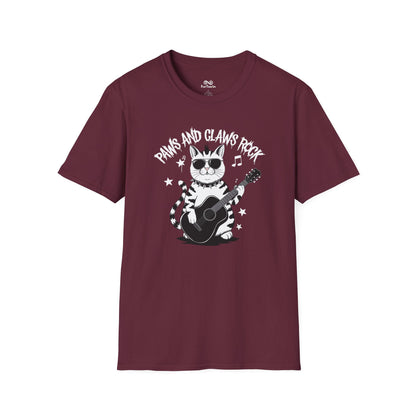 Paws And Claws Rock Text Graphic Unisex Cat T-Shirt