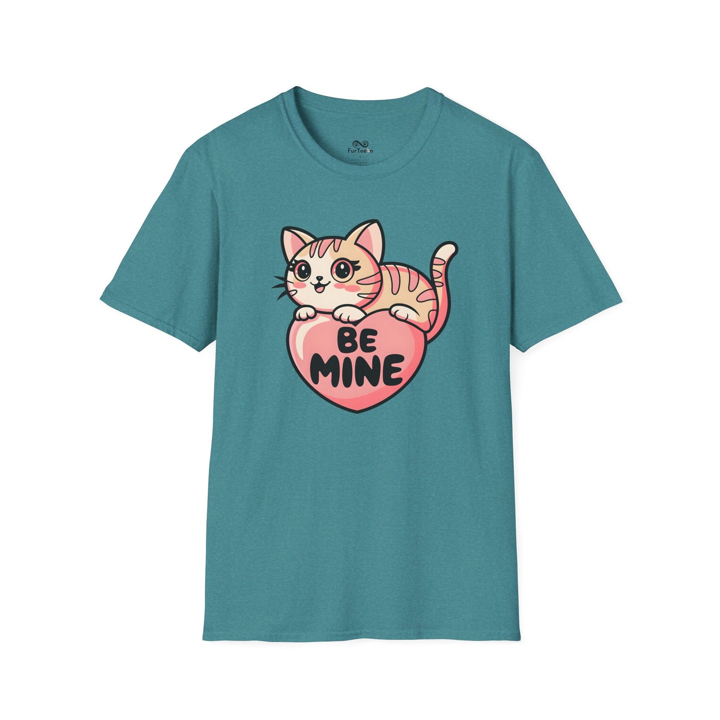 Be Mine Text Heart Graphic Cat Unisex T-Shirt