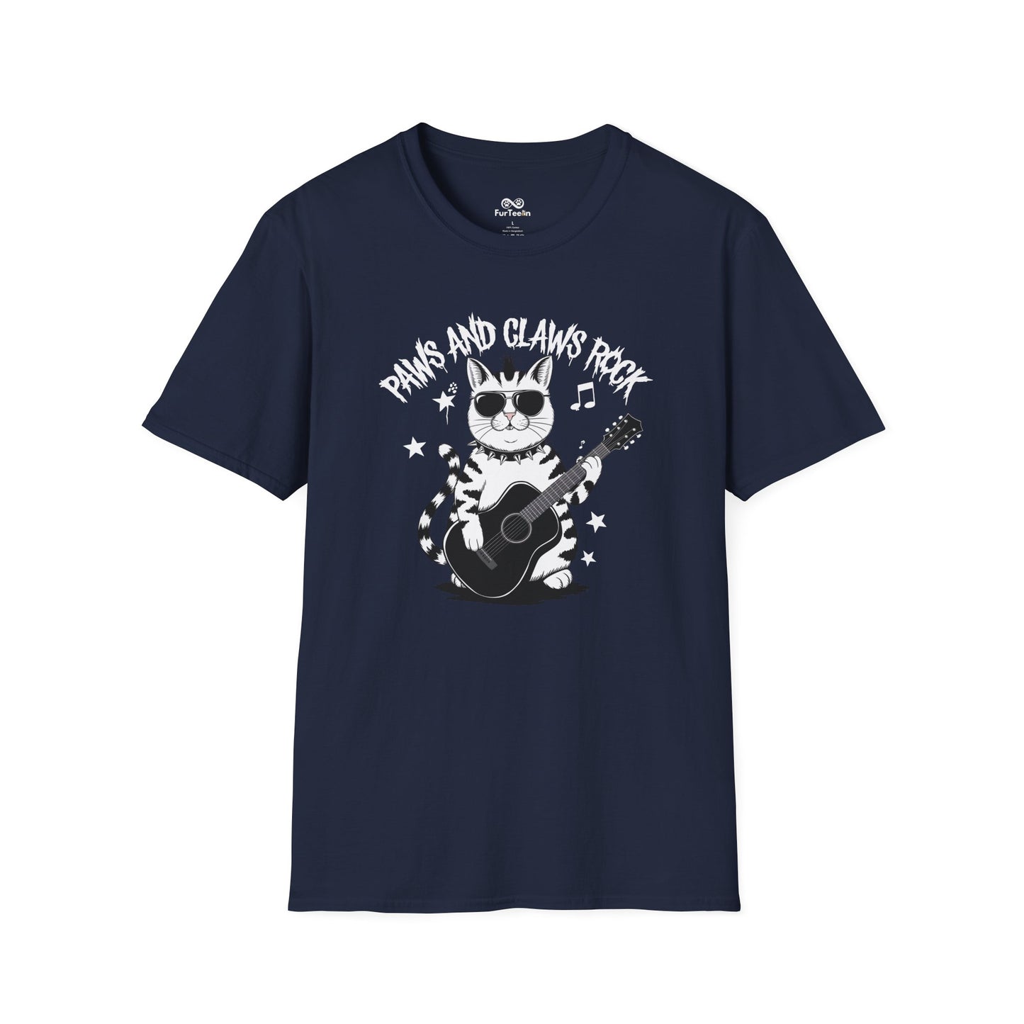 Paws And Claws Rock Text Graphic Unisex Cat T-Shirt