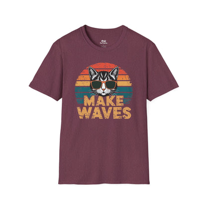 Make Waves Text Graphic Cat Unisex T-Shirt