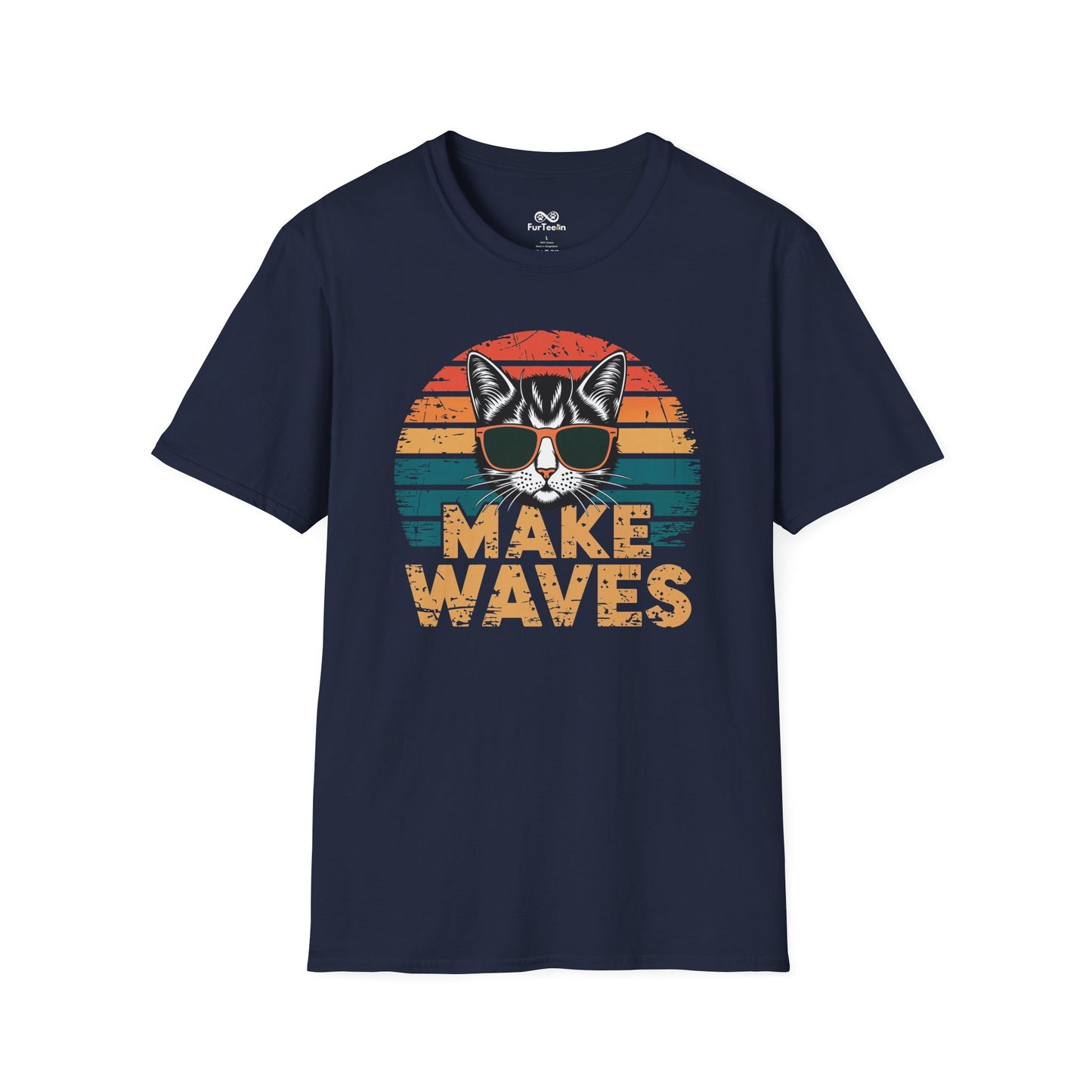 Make Waves Text Graphic Cat Unisex T-Shirt