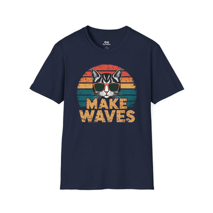 Make Waves Text Graphic Cat Unisex T-Shirt