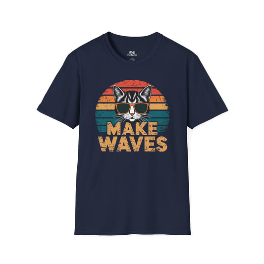 Make Waves Text Graphic Cat Unisex T-Shirt