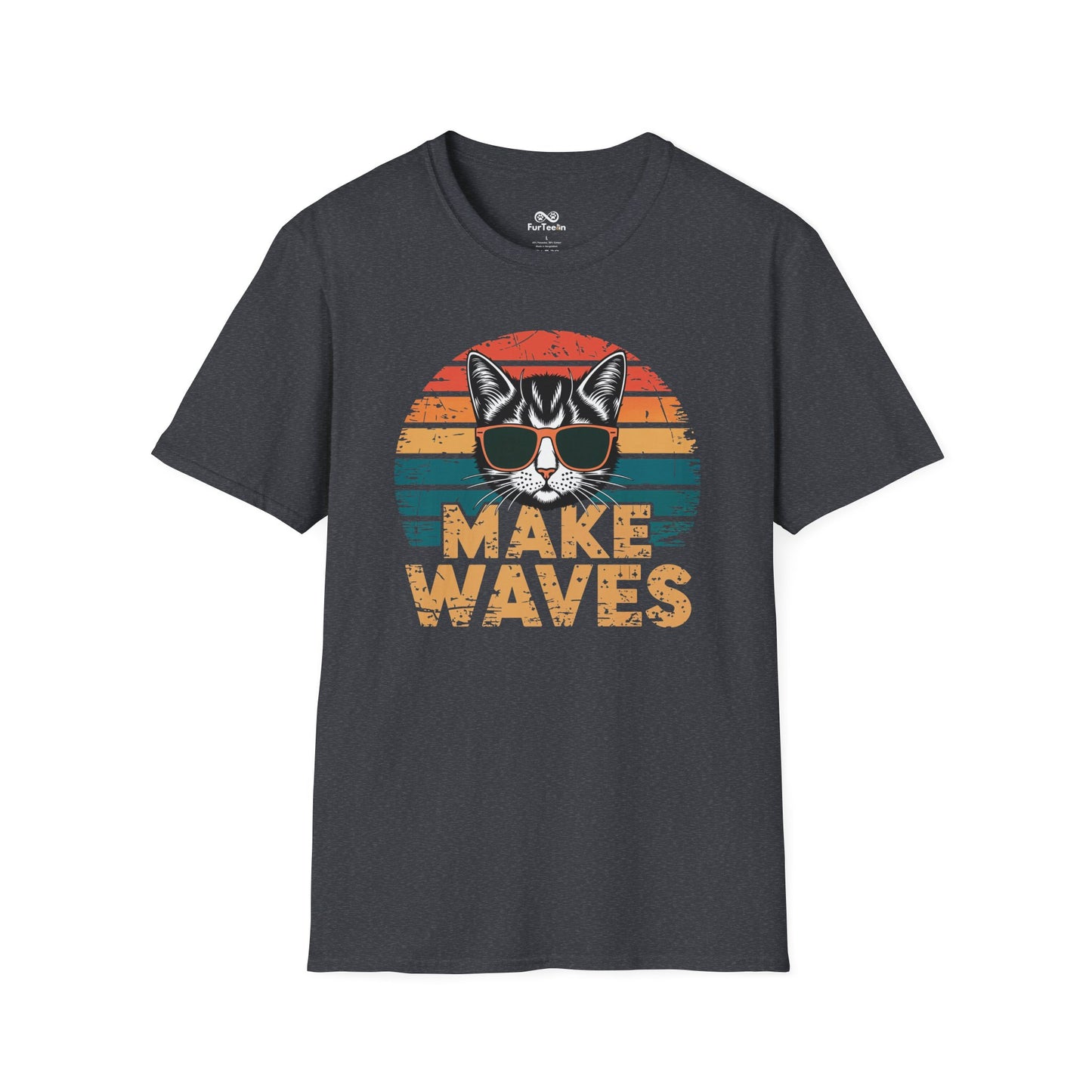 Make Waves Text Graphic Cat Unisex T-Shirt