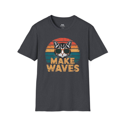 Make Waves Text Graphic Cat Unisex T-Shirt