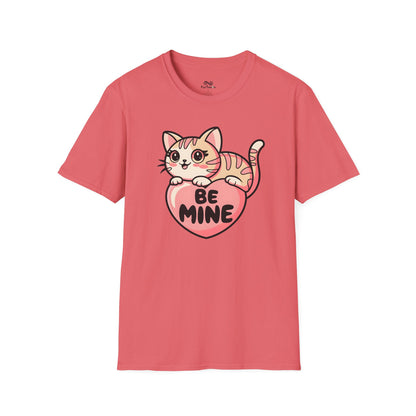Be Mine Text Heart Graphic Cat Unisex T-Shirt