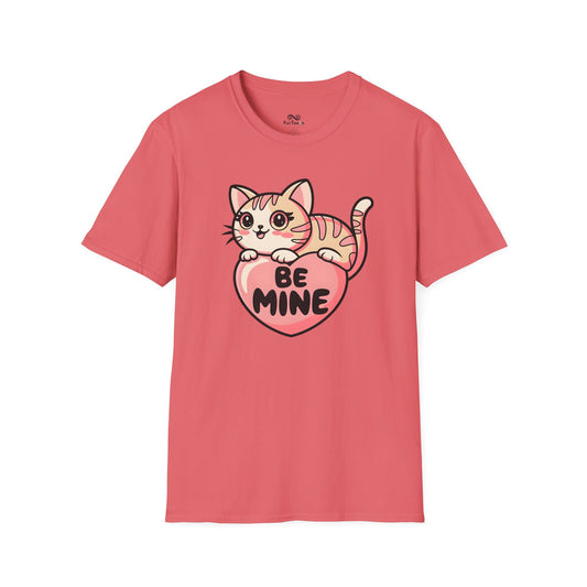 Be Mine Text Heart Graphic Cat Unisex T-Shirt