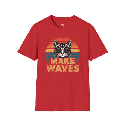 Make Waves Text Graphic Cat Unisex T-Shirt