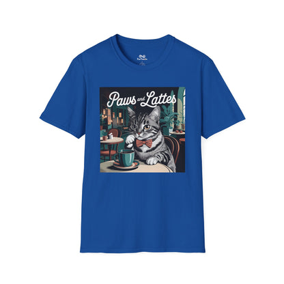 Retro Cozy Cat sipping Coffee Old Fashioned Cafe Setting Graphic Cat Unisex T-Shirt