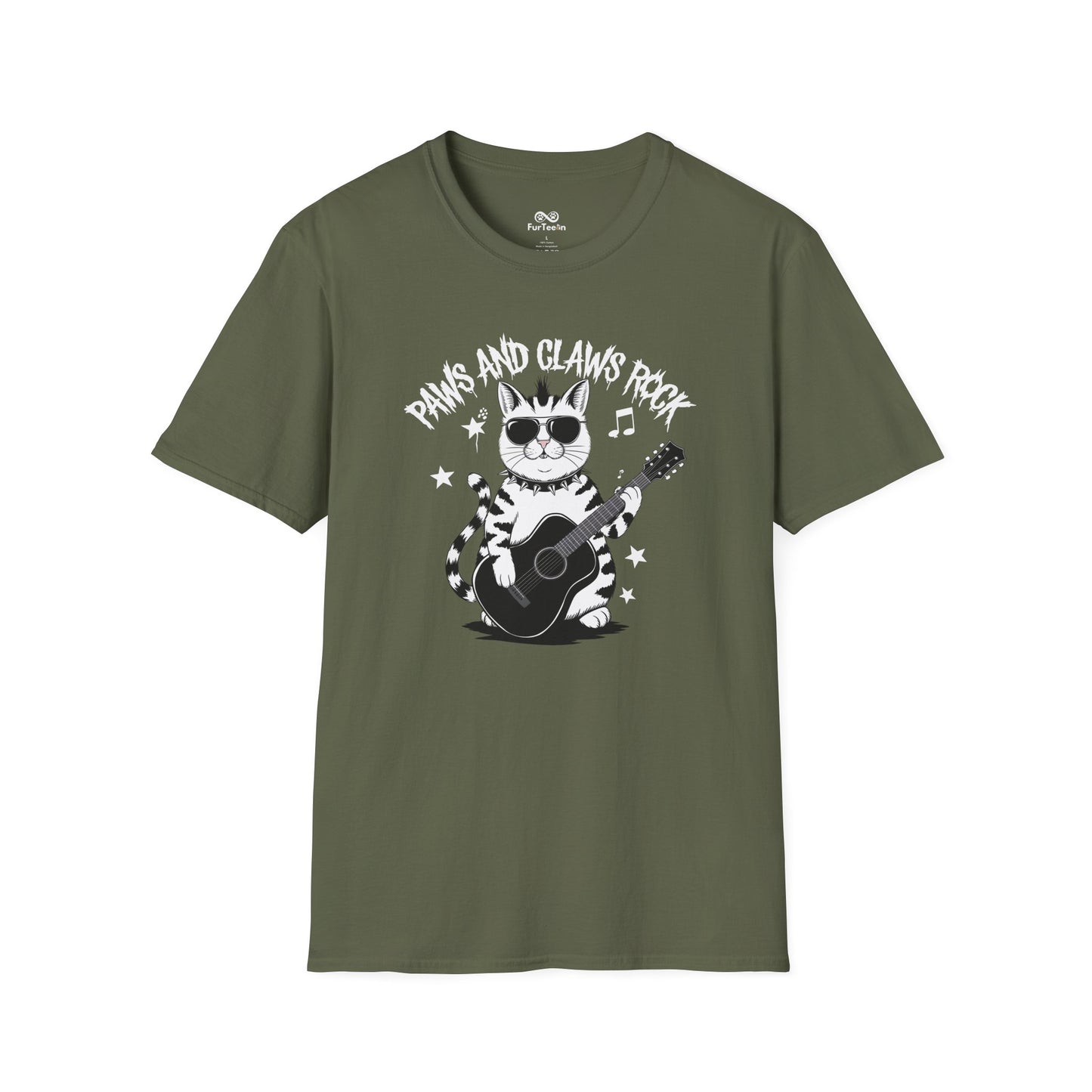 Paws And Claws Rock Text Graphic Unisex Cat T-Shirt