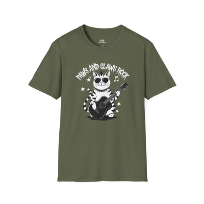 Paws And Claws Rock Text Graphic Unisex Cat T-Shirt