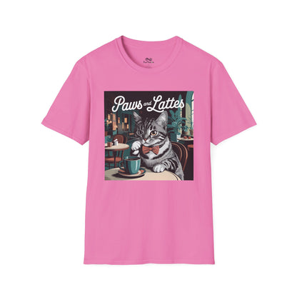 Retro Cozy Cat sipping Coffee Old Fashioned Cafe Setting Graphic Cat Unisex T-Shirt