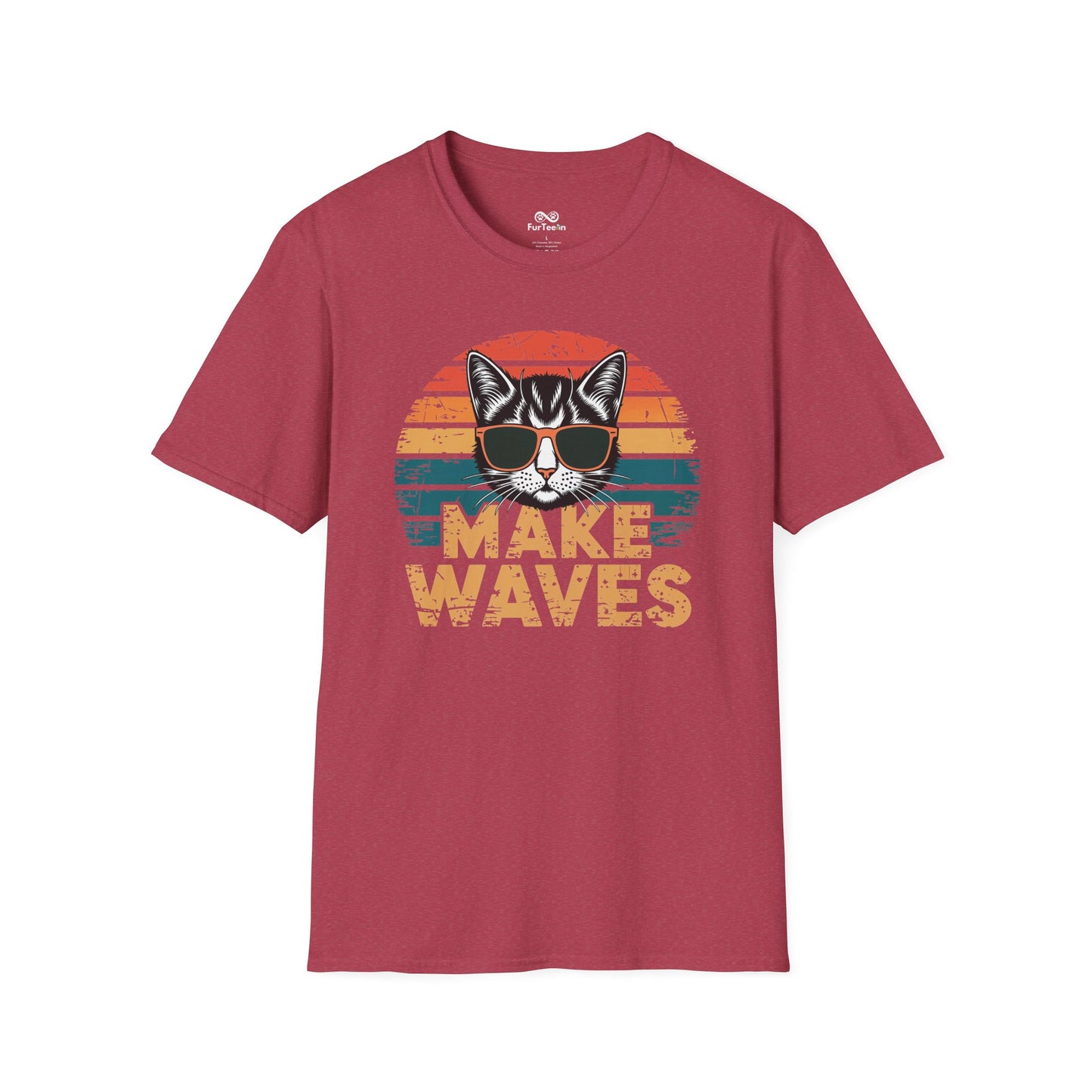Make Waves Text Graphic Cat Unisex T-Shirt