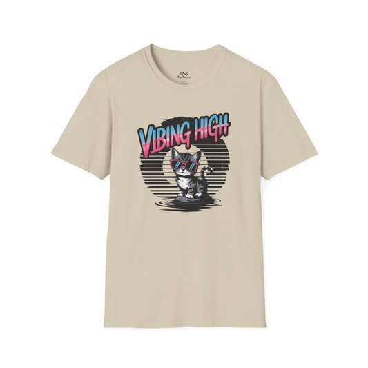 Vibing High Vintage Graphic Unisex Cat T-Shirt