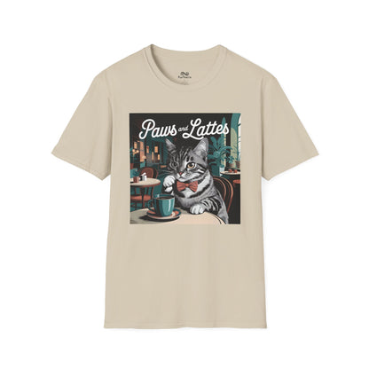 Retro Cozy Cat sipping Coffee Old Fashioned Cafe Setting Graphic Cat Unisex T-Shirt