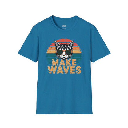 Make Waves Text Graphic Cat Unisex T-Shirt