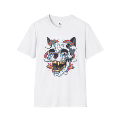 I'm Fine Text Skull Graphic Cat Unisex T-Shirt