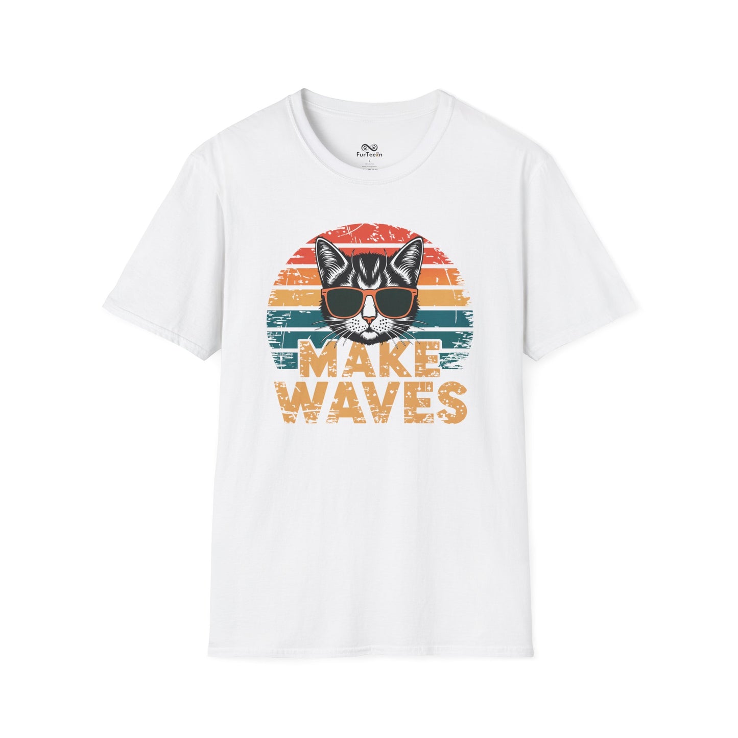 Make Waves Text Graphic Cat Unisex T-Shirt