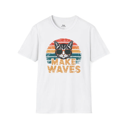 Make Waves Text Graphic Cat Unisex T-Shirt