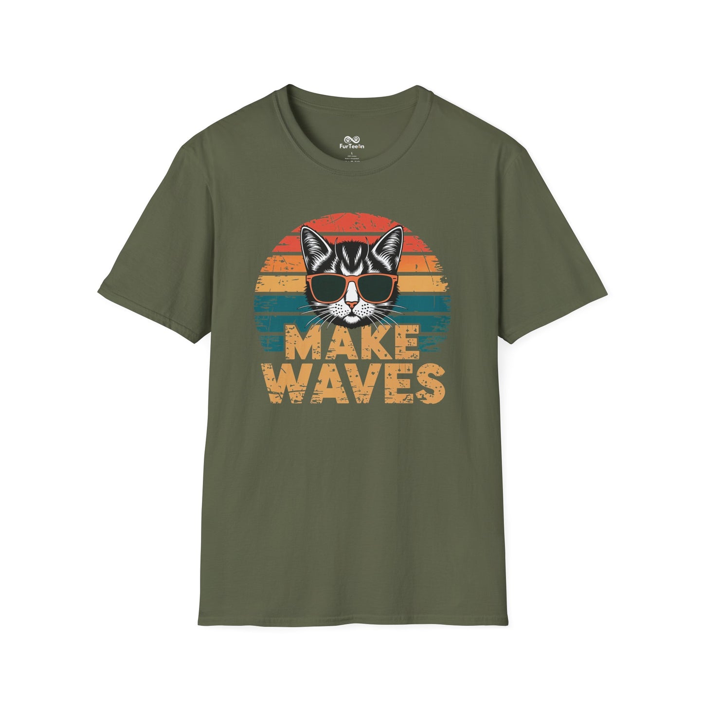 Make Waves Text Graphic Cat Unisex T-Shirt