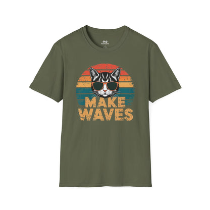 Make Waves Text Graphic Cat Unisex T-Shirt