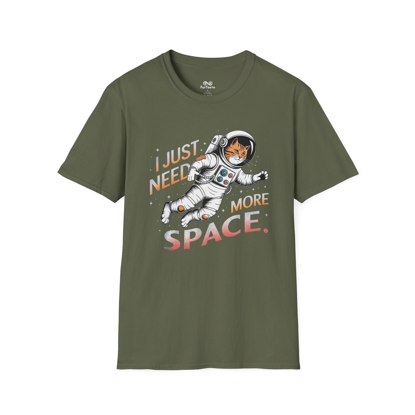 "I Just Need More Space" Text Graphic Cat Unisex T-Shirt