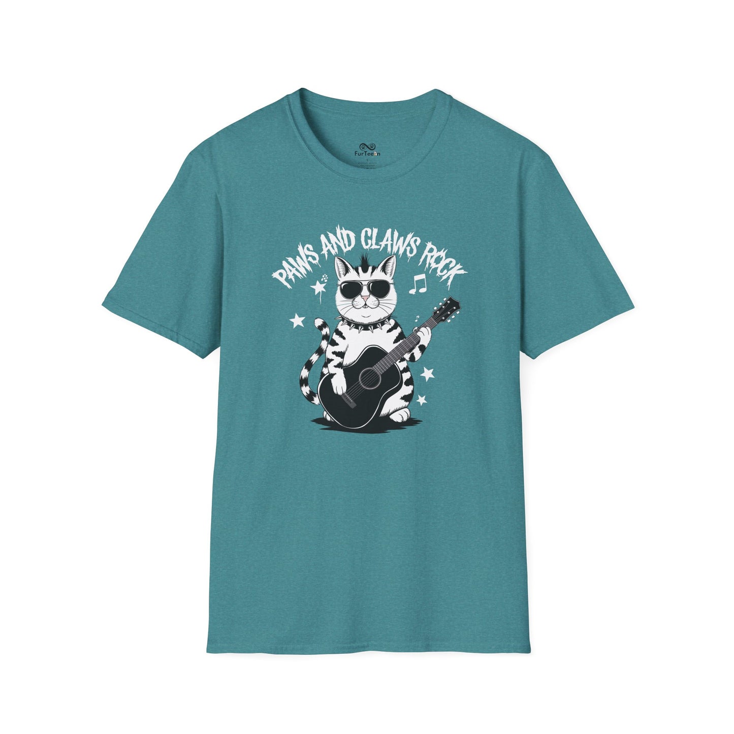 Paws And Claws Rock Text Graphic Unisex Cat T-Shirt