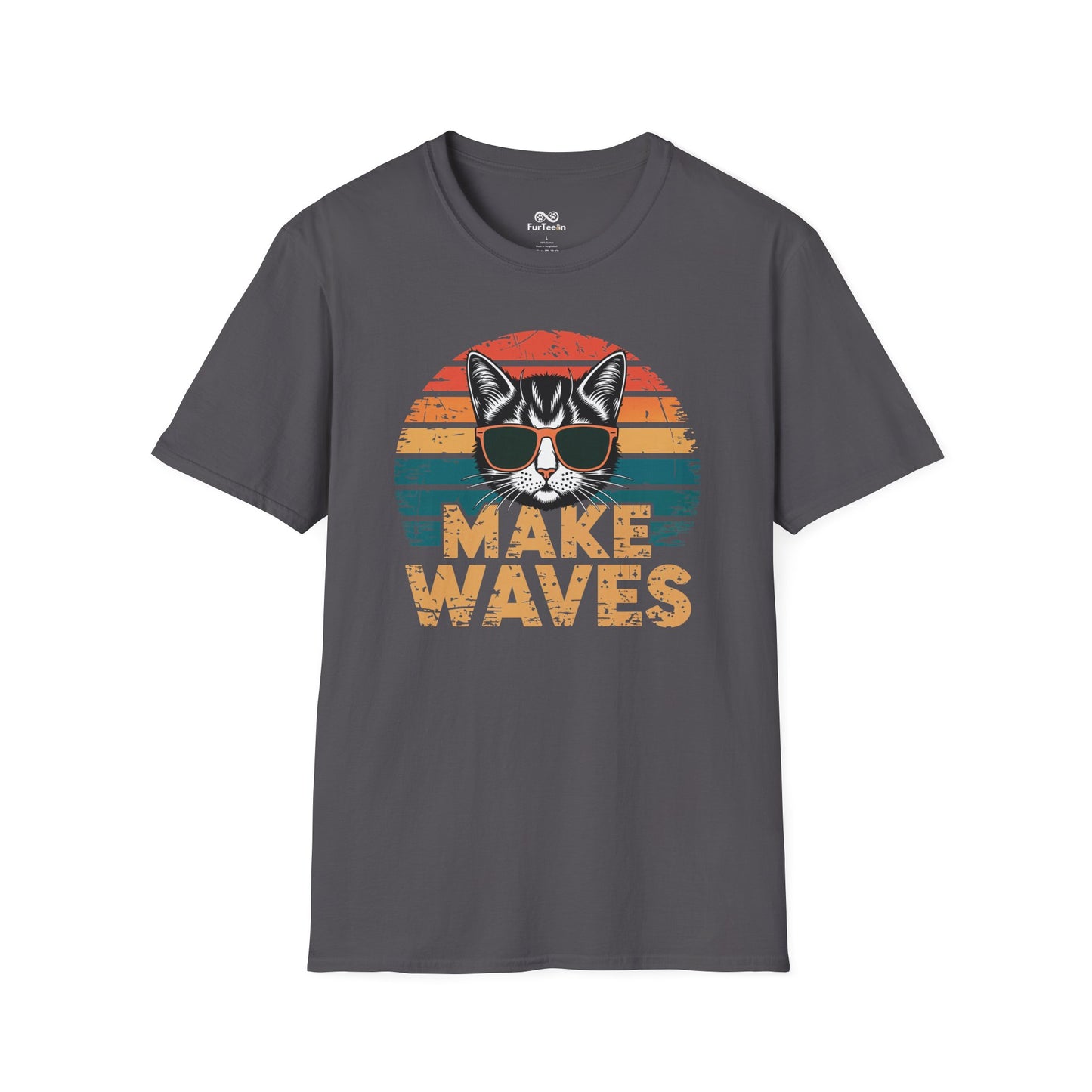 Make Waves Text Graphic Cat Unisex T-Shirt