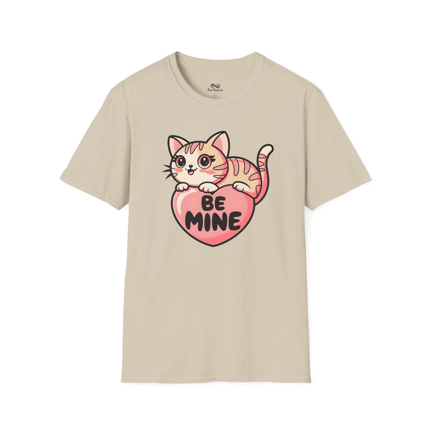 Be Mine Text Heart Graphic Cat Unisex T-Shirt