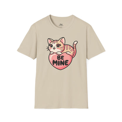 Be Mine Text Heart Graphic Cat Unisex T-Shirt