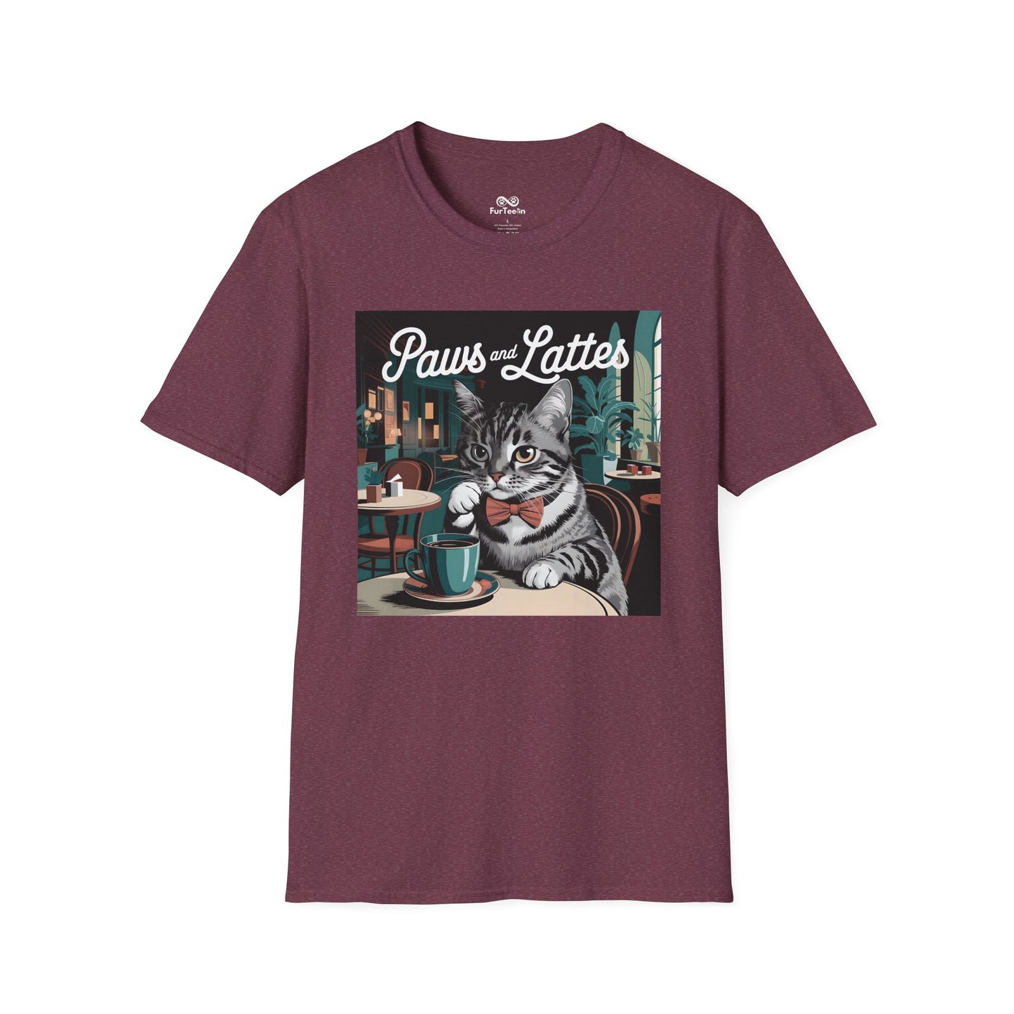 Retro Cozy Cat sipping Coffee Old Fashioned Cafe Setting Graphic Cat Unisex T-Shirt