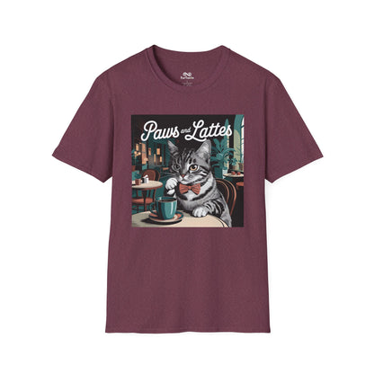 Retro Cozy Cat sipping Coffee Old Fashioned Cafe Setting Graphic Cat Unisex T-Shirt