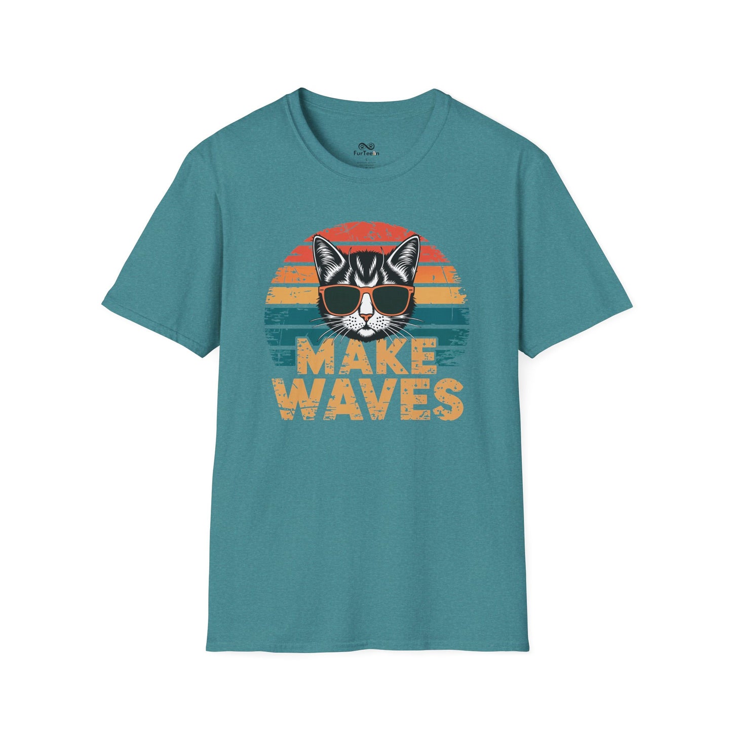 Make Waves Text Graphic Cat Unisex T-Shirt