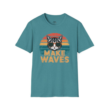 Make Waves Text Graphic Cat Unisex T-Shirt