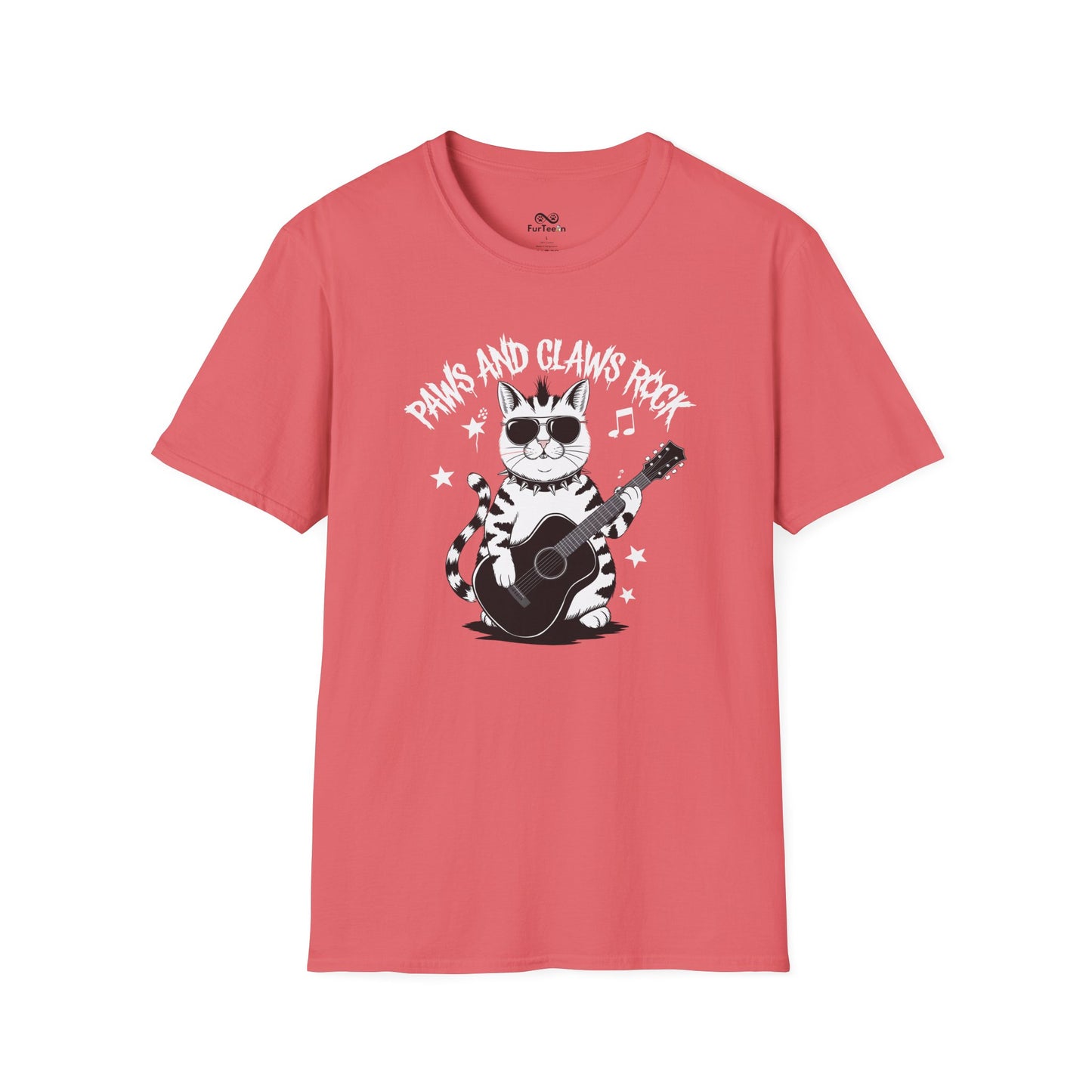 Paws And Claws Rock Text Graphic Unisex Cat T-Shirt