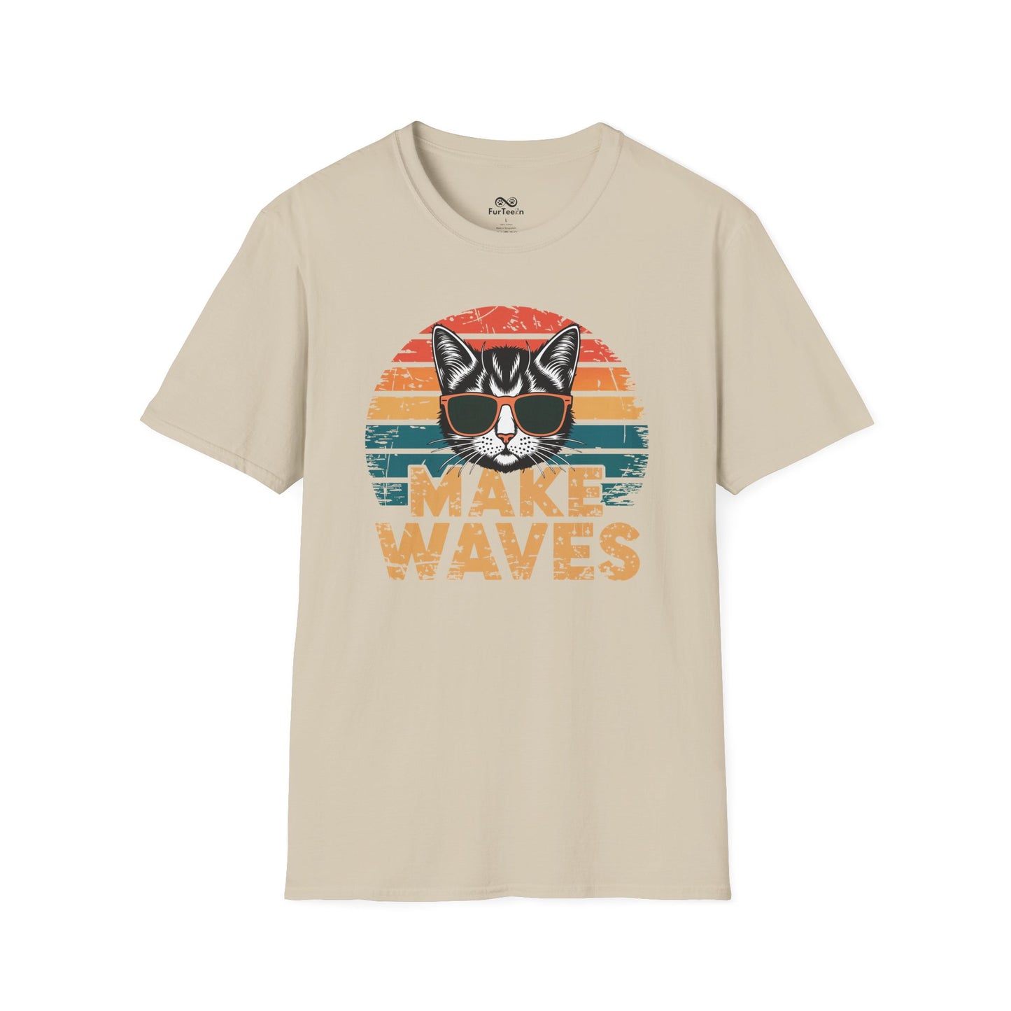 Make Waves Text Graphic Cat Unisex T-Shirt